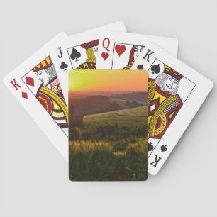 Sonnenuntergang-Landwirtschafts-Weizen Spielkarten