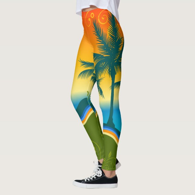 Sonnenuntergang-Leggings im Tropical Beach Leggings (Links)