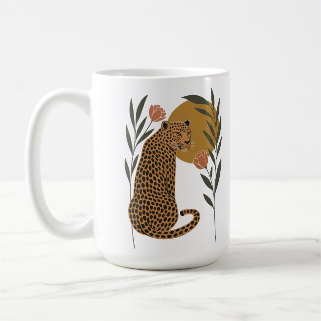 Sonnenuntergang Leopard - Botanischer Dschungel Kaffeetasse (Links)