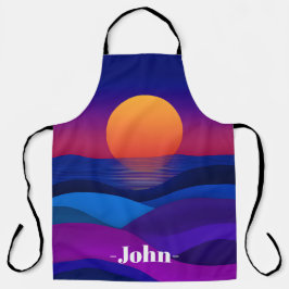Sonnenuntergang Lila & Königlich Blau Personalisie Schürze