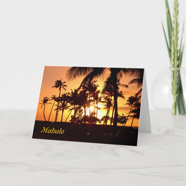 Sonnenuntergang Mahalo Dankeskarte (Vorderseite)