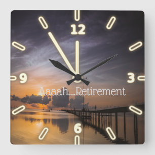 Sonnenuntergang, Meer, Ahh Ruhestand Quadratische Wanduhr