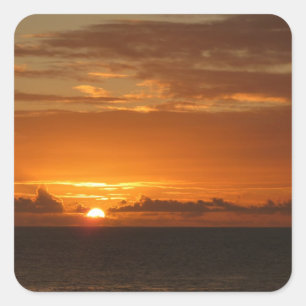 Sonnenuntergang Meer I tropische farbenfrohe Seenl Quadratischer Aufkleber