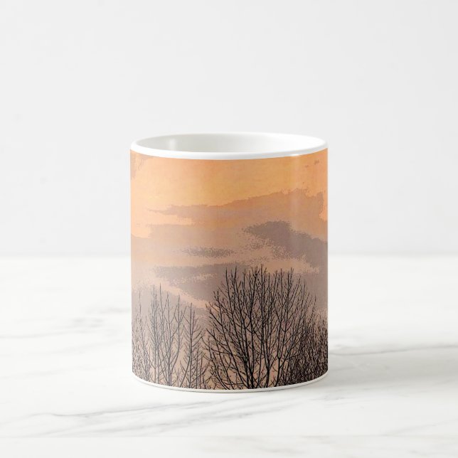 Sonnenuntergang mit Bare Trees Kaffeetasse (Mittel)