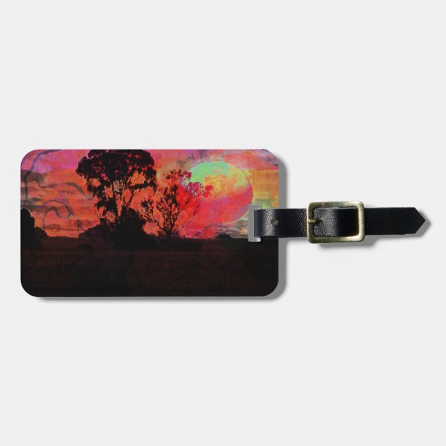 Sonnenuntergang mit Baum Gepäckanhänger (Vorderseite horizontal)