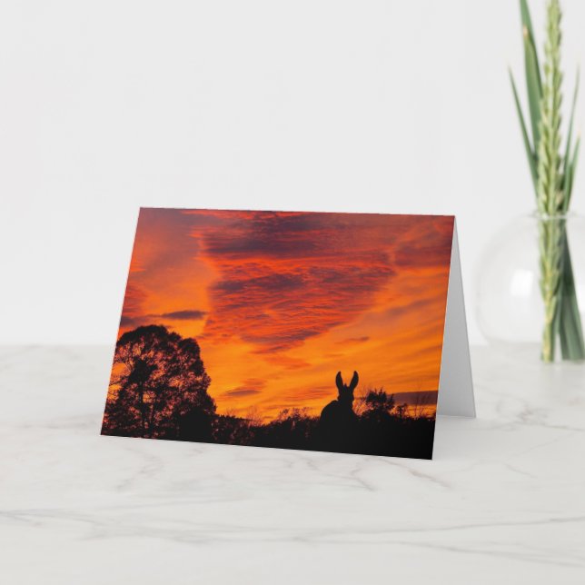 Sonnenuntergang mit Donkey-Silhouette-Grußkarte Karte (Vorderseite)