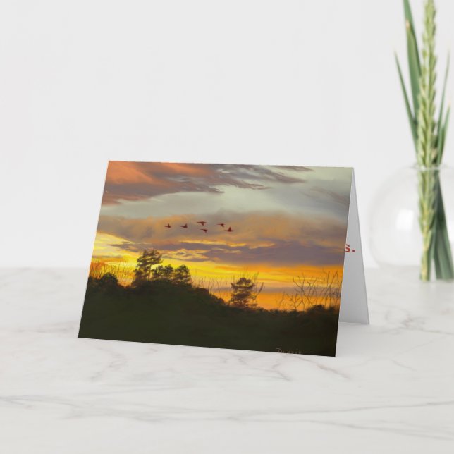 Sonnenuntergang mit Gänsefüßler Verse Karte (Vorderseite)