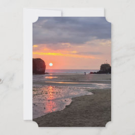 Sonnenuntergang mit Kapellgestein, Perranporth, Co Dankeskarte
