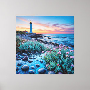 Sonnenuntergang mit lebhaften Blume und glatten St Leinwanddruck