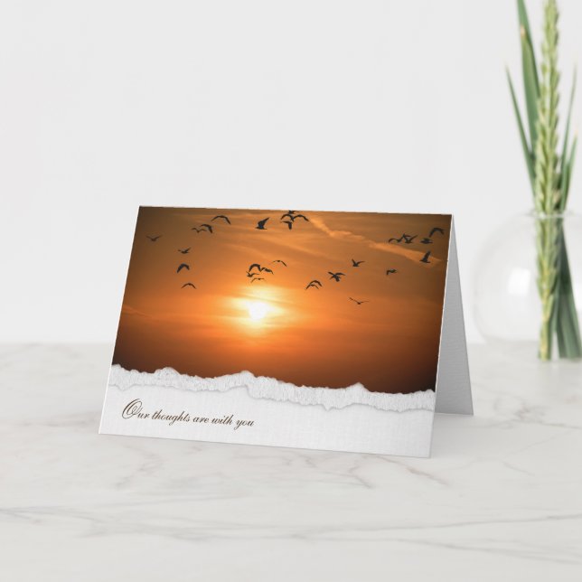 Sonnenuntergang mit Möwen zum Beileid Karte (Vorderseite)