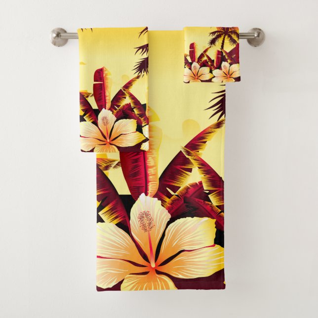 Sonnenuntergang mit Palmen Badhandtuch Set (Insitu)