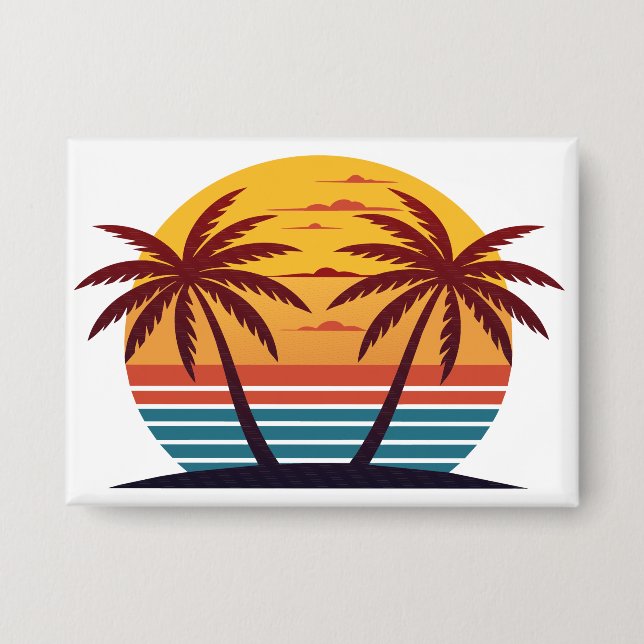 Sonnenuntergang mit Palmen Trees Vector-98802 Button (Vorderseite)
