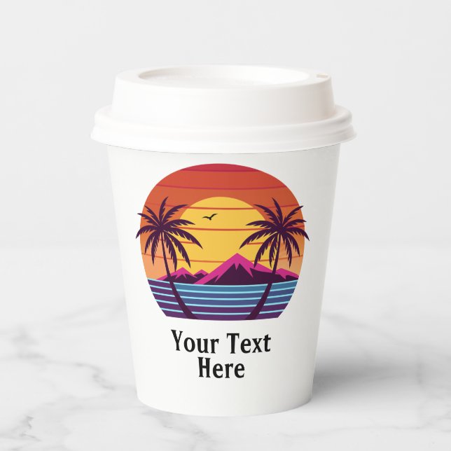 Sonnenuntergang mit Palmen Trees Vector-98804 Pappbecher (Vorderseite)