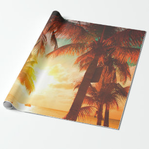 Sonnenuntergang mit Palmen und schönem Himmel Geschenkpapier
