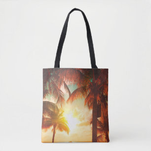 Sonnenuntergang mit Palmen und schönem Himmel Tasche