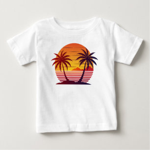 Sonnenuntergang mit Palmen Vektor Baby T-shirt