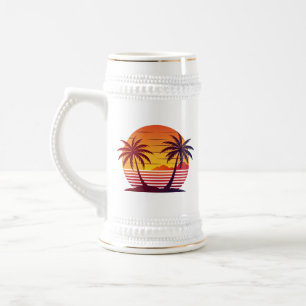 Sonnenuntergang mit Palmen Vektor Bierglas