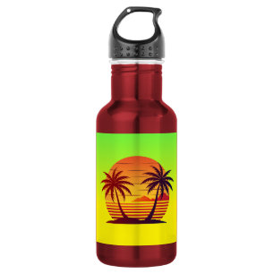 Sonnenuntergang mit Palmen Vektor Edelstahlflasche