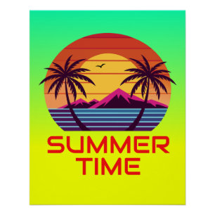 Sonnenuntergang mit Palmen Vektor Poster