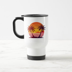 Sonnenuntergang mit Palmen Vektor Reisebecher