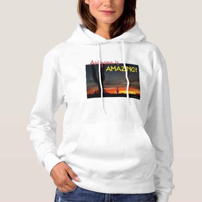 Sonnenuntergang mit Riesenkakteen in der Wüste Ari Hoodie (Vorderseite)