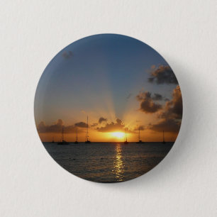 Sonnenuntergang mit Segelbooten Tropical Landscape Button