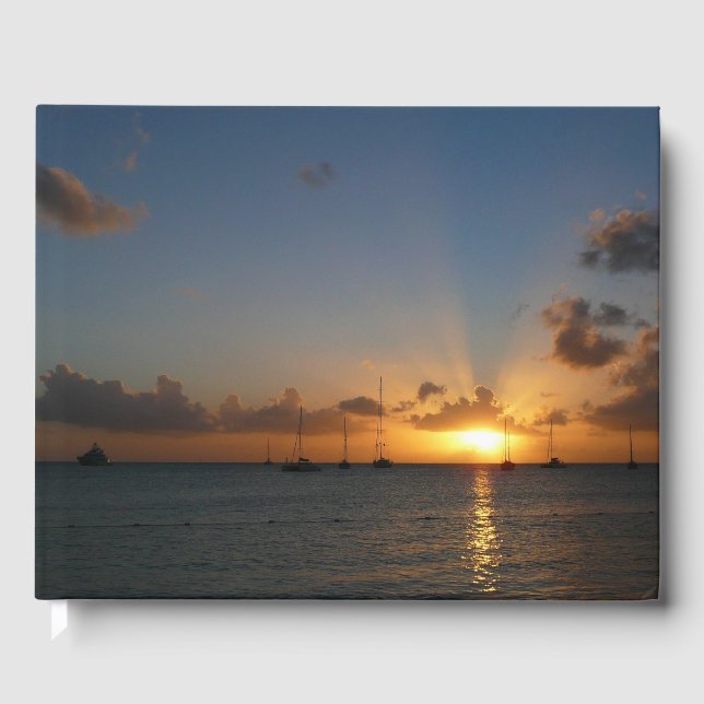 Sonnenuntergang mit Segelbooten Tropical Landscape Gästebuch (Vorderseite)