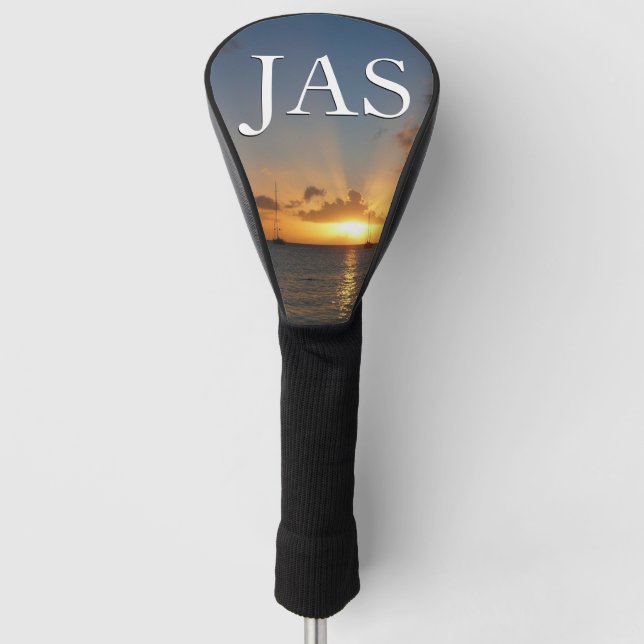 Sonnenuntergang mit Segelbooten Tropical Landscape Golf Headcover (Vorderseite)