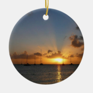 Sonnenuntergang mit Segelbooten Tropical Landscape Keramikornament