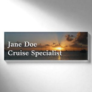 Sonnenuntergang mit Segelbooten Tropical Landscape Namenschild