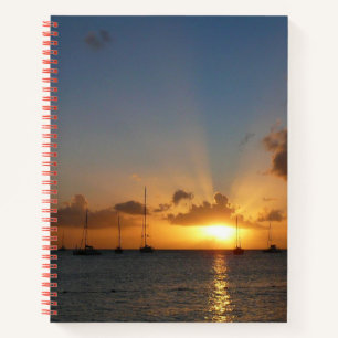 Sonnenuntergang mit Segelbooten Tropical Landscape Notizbuch