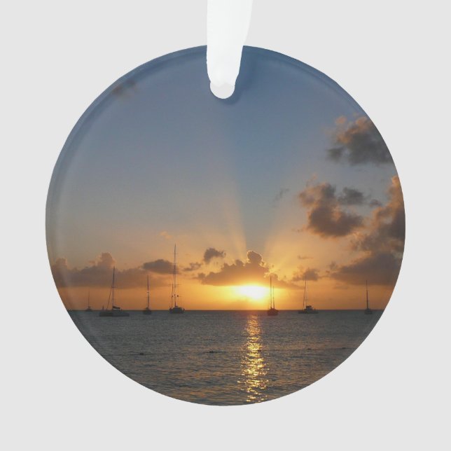 Sonnenuntergang mit Segelbooten Tropical Landscape Ornament (Vorderseite)