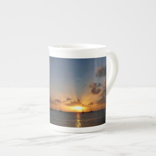 Sonnenuntergang mit Segelbooten Tropical Landscape Prozellantasse (Vorderseite Rechts)