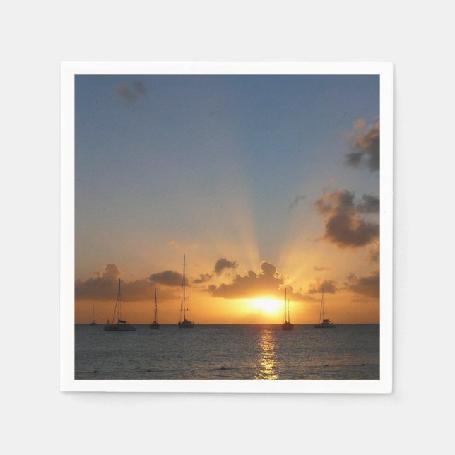 Sonnenuntergang mit Segelbooten Tropical Landscape Serviette (Vorderseite)