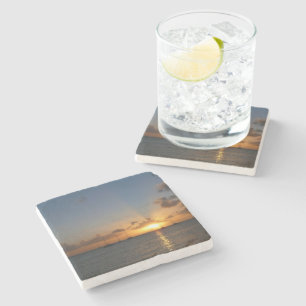 Sonnenuntergang mit Segelbooten Tropical Landscape Steinuntersetzer
