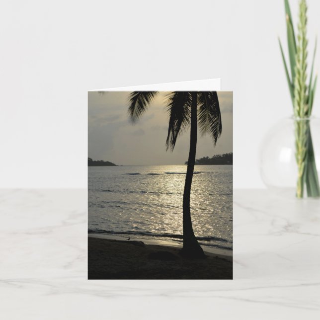 Sonnenuntergang mit Strandkarte Karte (Vorderseite)