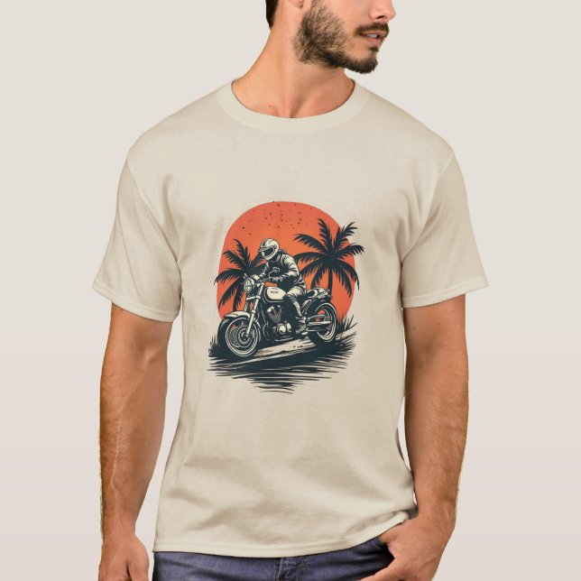 Sonnenuntergang Motorrad-T - Shirt (Vorderseite)