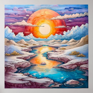 Sonnenuntergang Natur Seelandschaft Poster