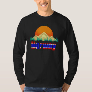 Sonnenuntergang Norwegische Flagge Berge Nordische T-Shirt