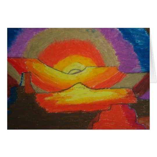 Sonnenuntergang - Ölpastelle Karte