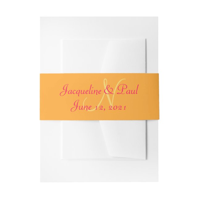 Sonnenuntergang Orange Raspberry Monogram Einladungsbanderole (Vorderseite Beispiel)