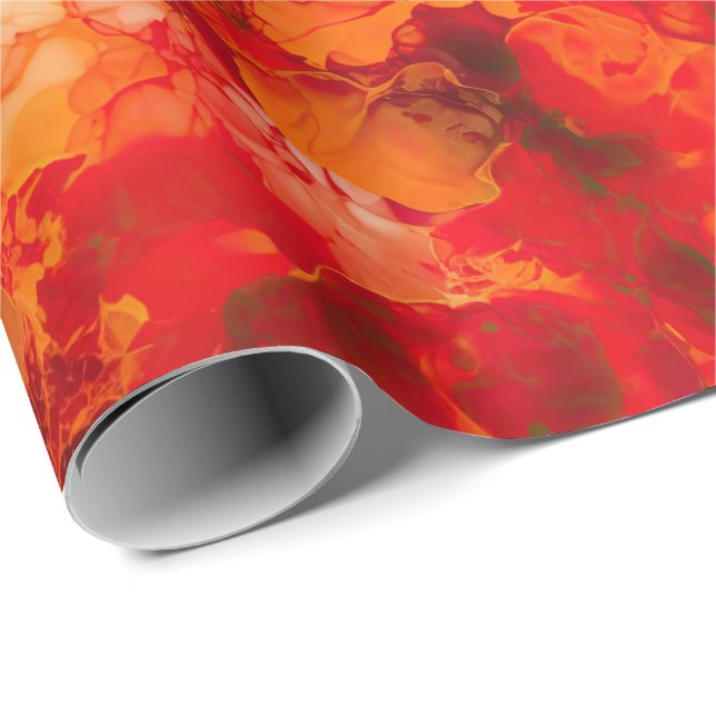Sonnenuntergang Orange und Rot mit Rose Gold Alkoh Geschenkpapier (Rolleneckpunkt)