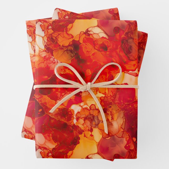 Sonnenuntergang Orange und Rot mit Rose Gold Alkoh Geschenkpapier Set (Beispiel)