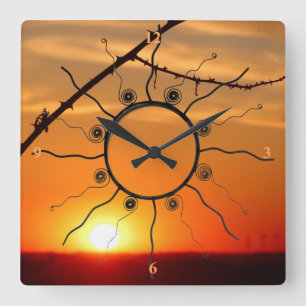 Sonnenuntergang Orbs. Quadratische Wanduhr