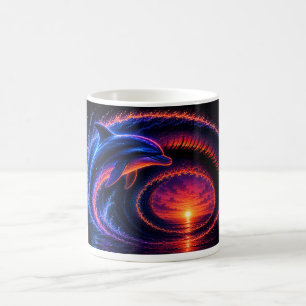 Sonnenuntergang Ozean Delfin Kaffeetasse