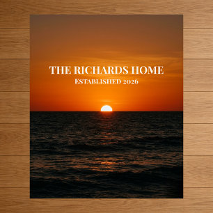 Sonnenuntergang-Ozean-Design mit individuellem Nam Poster