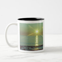 Sonnenuntergang-Ozean-Kaffee-Tasse