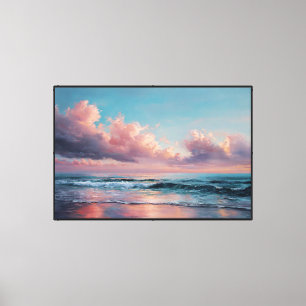 Sonnenuntergang Ozean Wolkenlandschaft Malerei – A Leinwanddruck