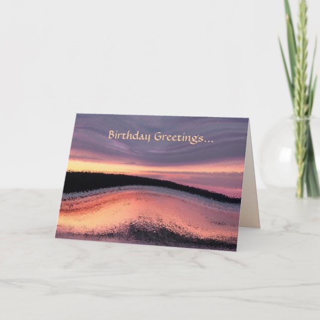 Sonnenuntergang Ozeanwelle Abstrakt Geburtstag Karte (Vorderseite)