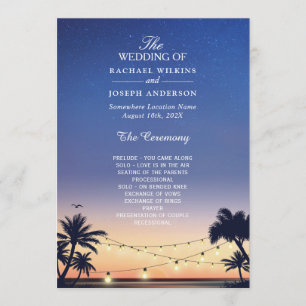 Sonnenuntergang Palm Beach String Lights Hochzeit Programm